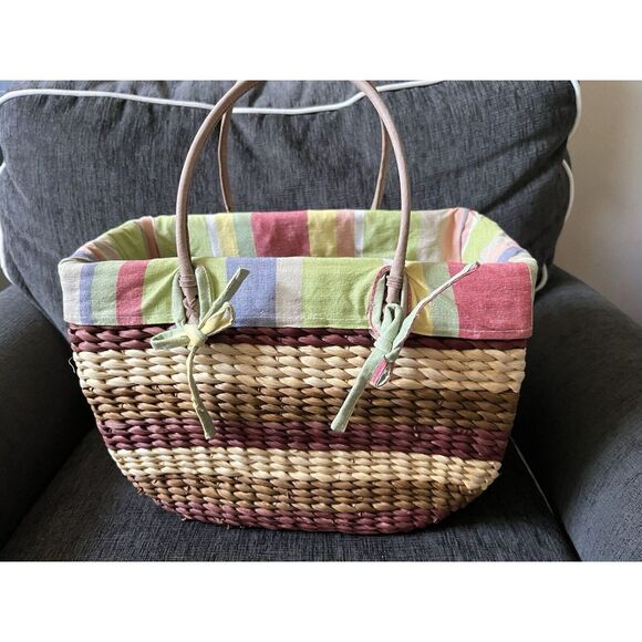 Sun N Sand Sunny Woven Lined Basket Totes w/ Draw Top Buckets - 3 Piece Set - Picture 3 of 14